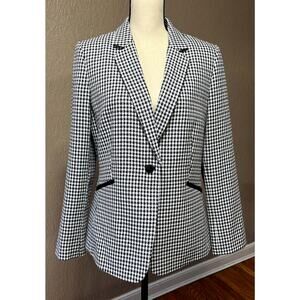 Tahari ASL Women's Check Suit Blazer Office Siren Corpcore Blue Lined Size 10
